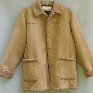 JONES NEW YORK Tan Faux Suede/Sherpa Jacket